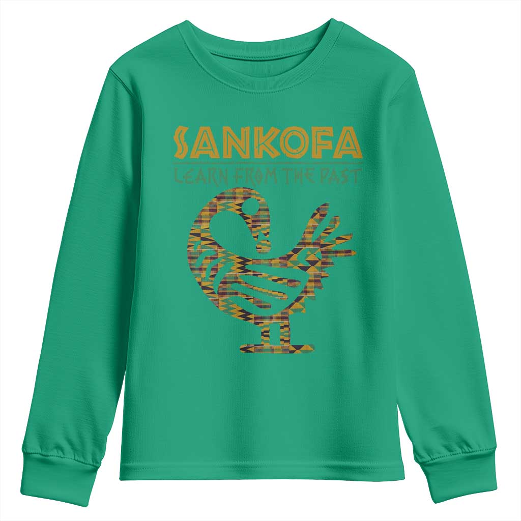 Sankofa Learn From The Past Youth Sweatshirt African Bird Black History Akan Pattern
