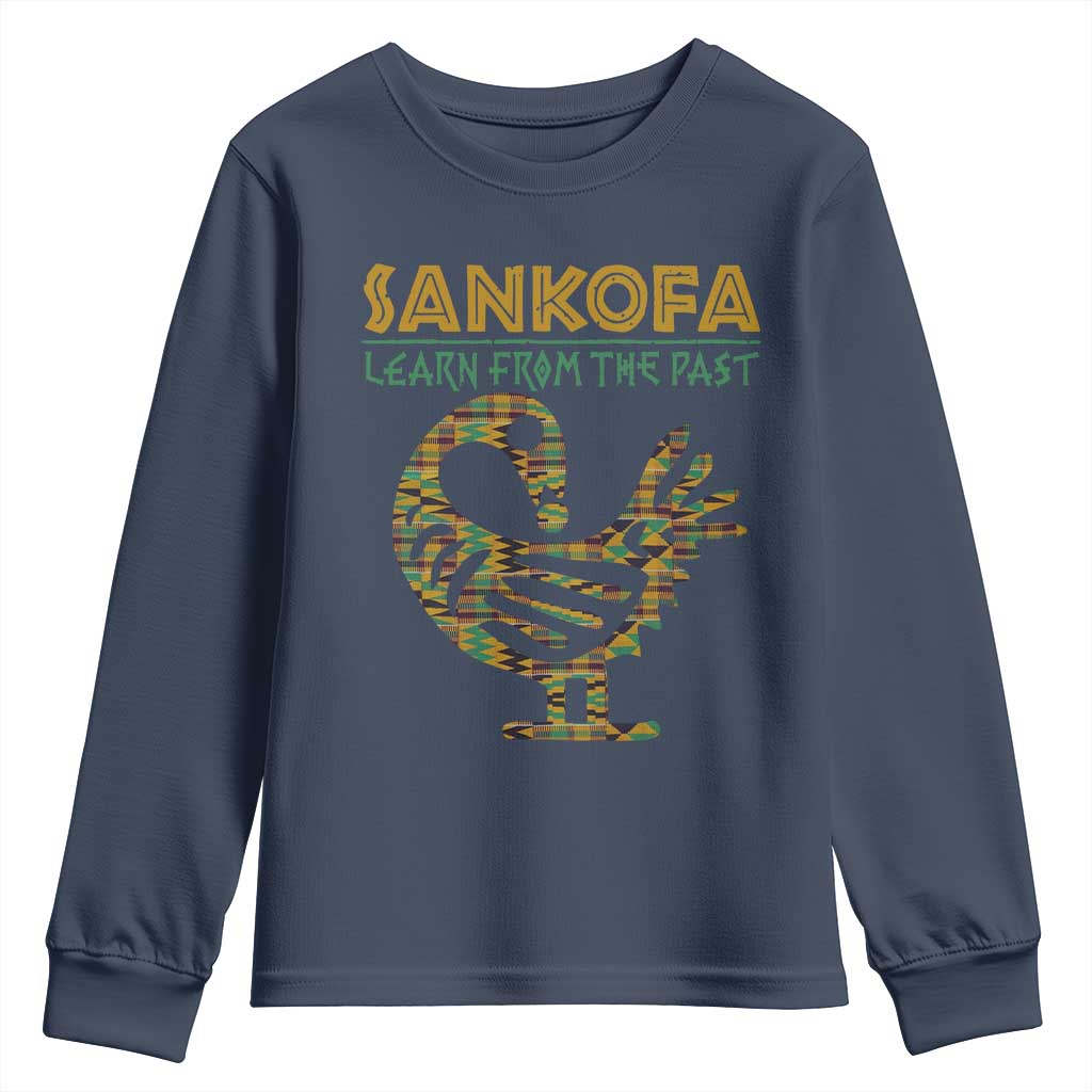 Sankofa Learn From The Past Youth Sweatshirt African Bird Black History Akan Pattern
