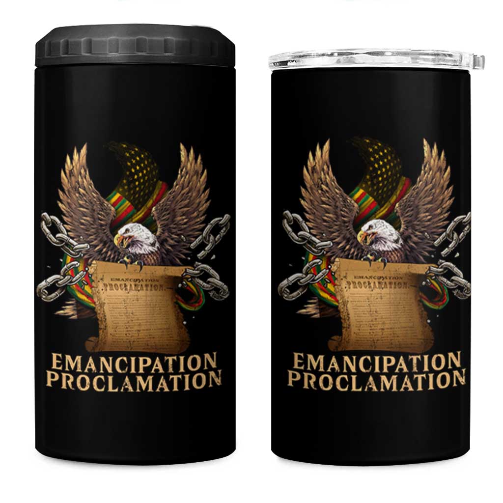 Emancipation Proclamation 4 in 1 Can Cooler Tumbler Juneteenth End of Slavery Bald Eagle
