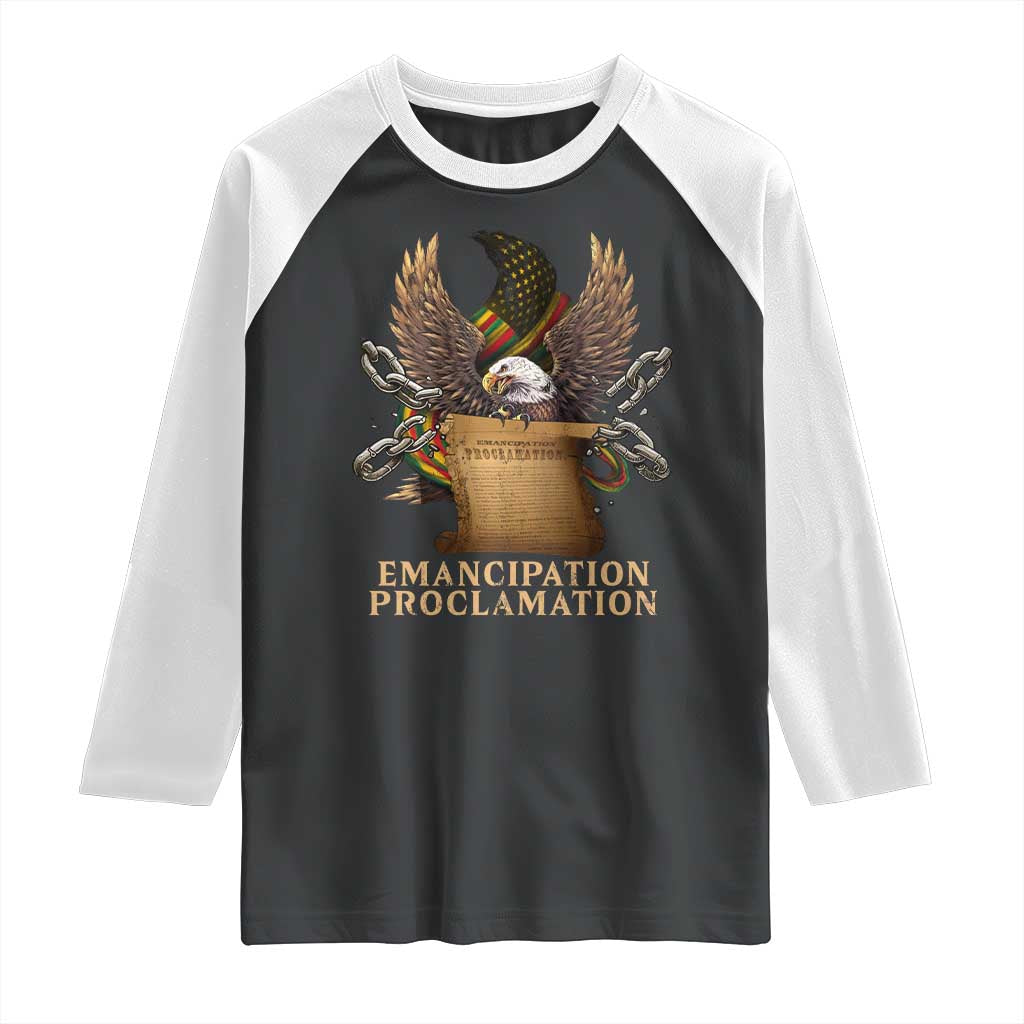 Emancipation Proclamation Raglan Shirt Juneteenth End of Slavery Bald Eagle