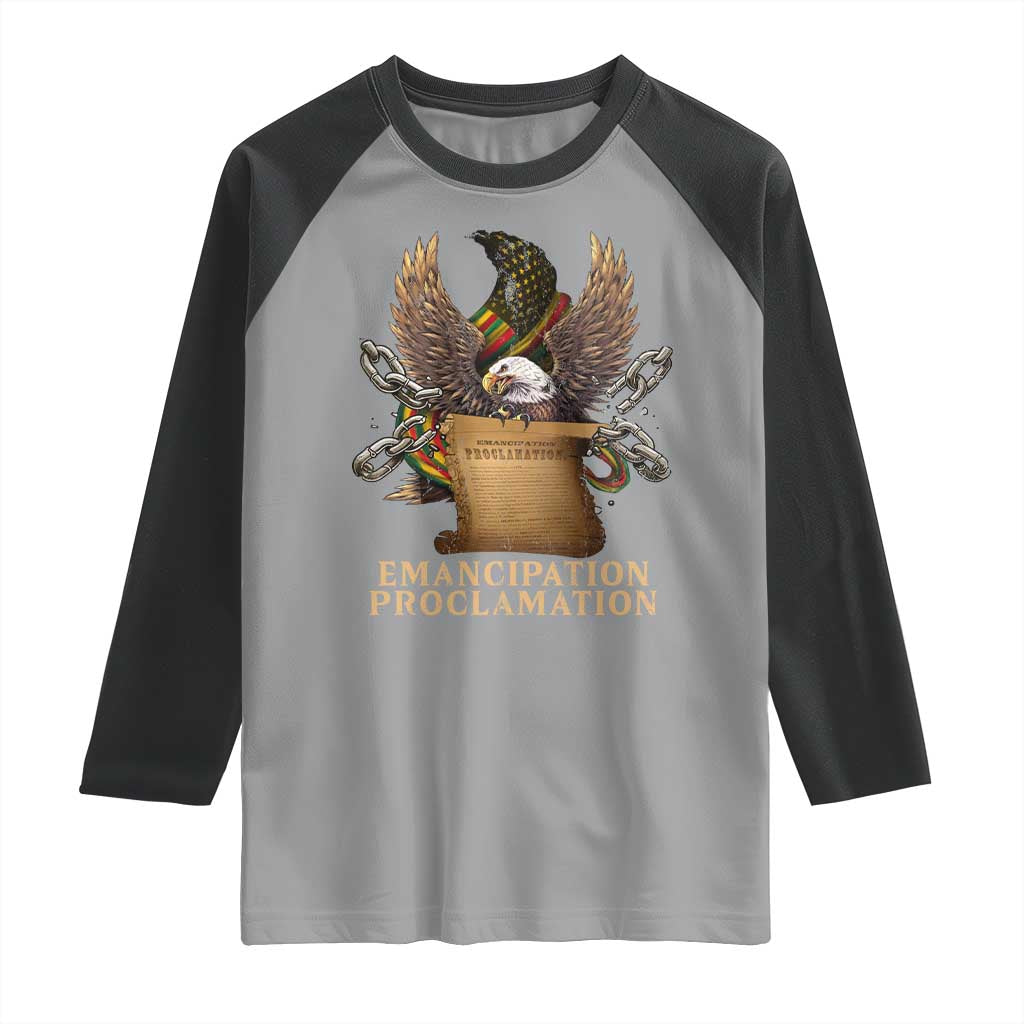 Emancipation Proclamation Raglan Shirt Juneteenth End of Slavery Bald Eagle