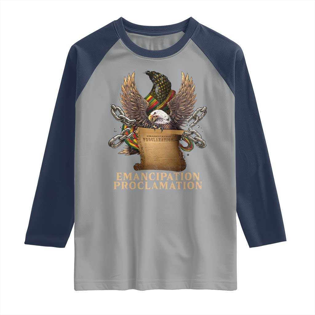 Emancipation Proclamation Raglan Shirt Juneteenth End of Slavery Bald Eagle