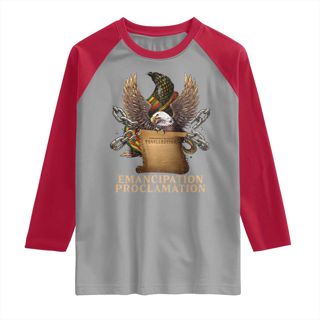 Emancipation Proclamation Raglan Shirt Juneteenth End of Slavery Bald Eagle