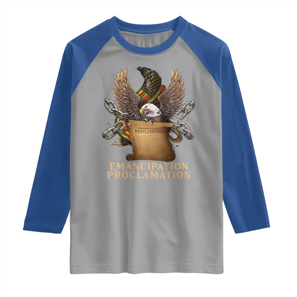 Emancipation Proclamation Raglan Shirt Juneteenth End of Slavery Bald Eagle