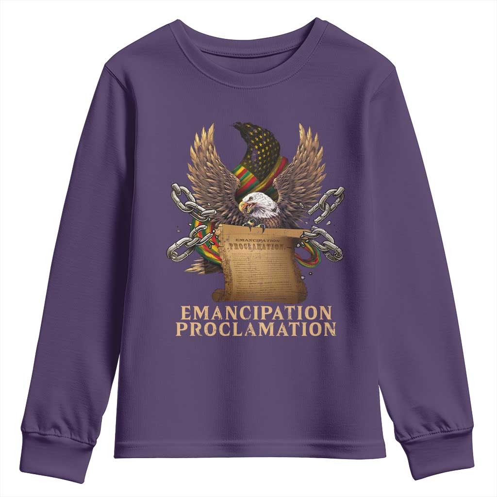 Emancipation Proclamation Youth Sweatshirt Juneteenth End of Slavery Bald Eagle