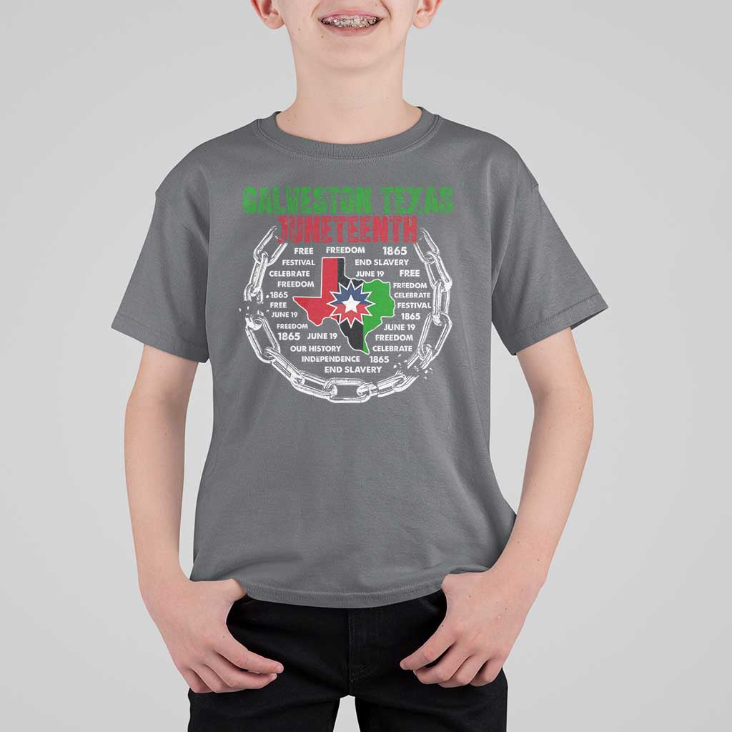 Juneteenth Galveston Texas T Shirt For Kid Break The Chain Freedom Since 1865