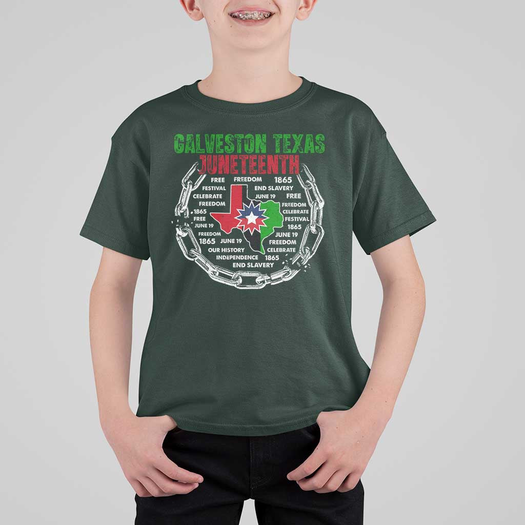 Juneteenth Galveston Texas T Shirt For Kid Break The Chain Freedom Since 1865