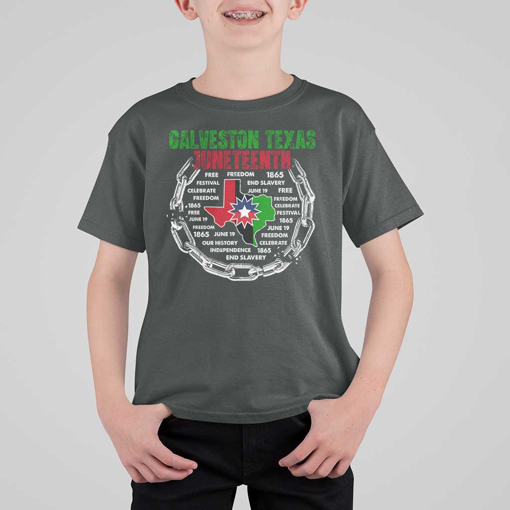 Juneteenth Galveston Texas T Shirt For Kid Break The Chain Freedom Since 1865