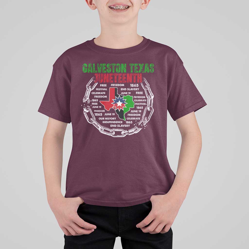 Juneteenth Galveston Texas T Shirt For Kid Break The Chain Freedom Since 1865