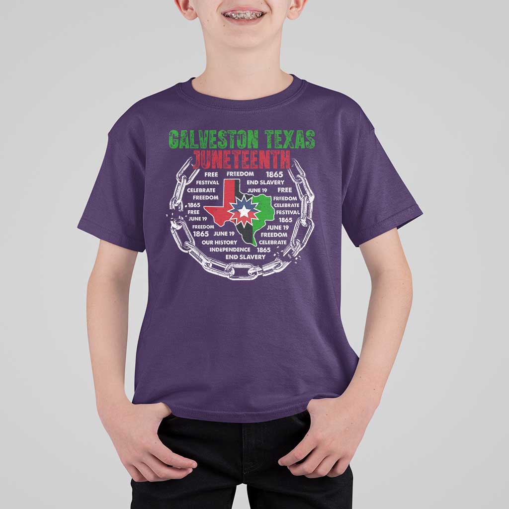 Juneteenth Galveston Texas T Shirt For Kid Break The Chain Freedom Since 1865