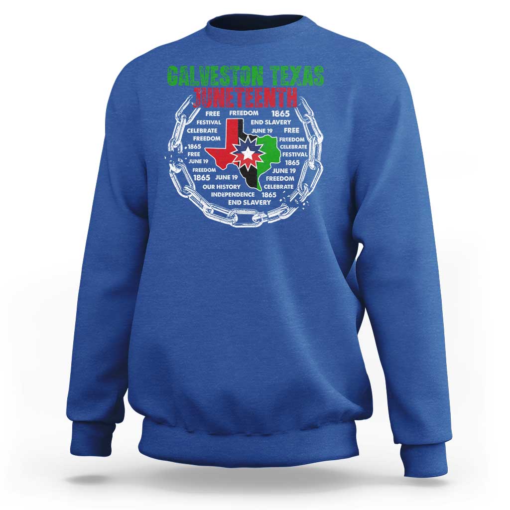 Juneteenth Galveston Texas Sweatshirt Break The Chain Freedom Since 1865