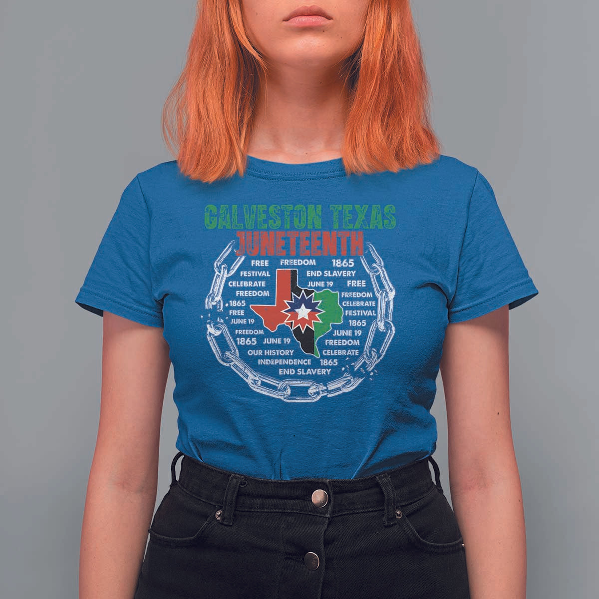 Juneteenth Galveston Texas T Shirt For Women Break The Chain Freedom Since 1865