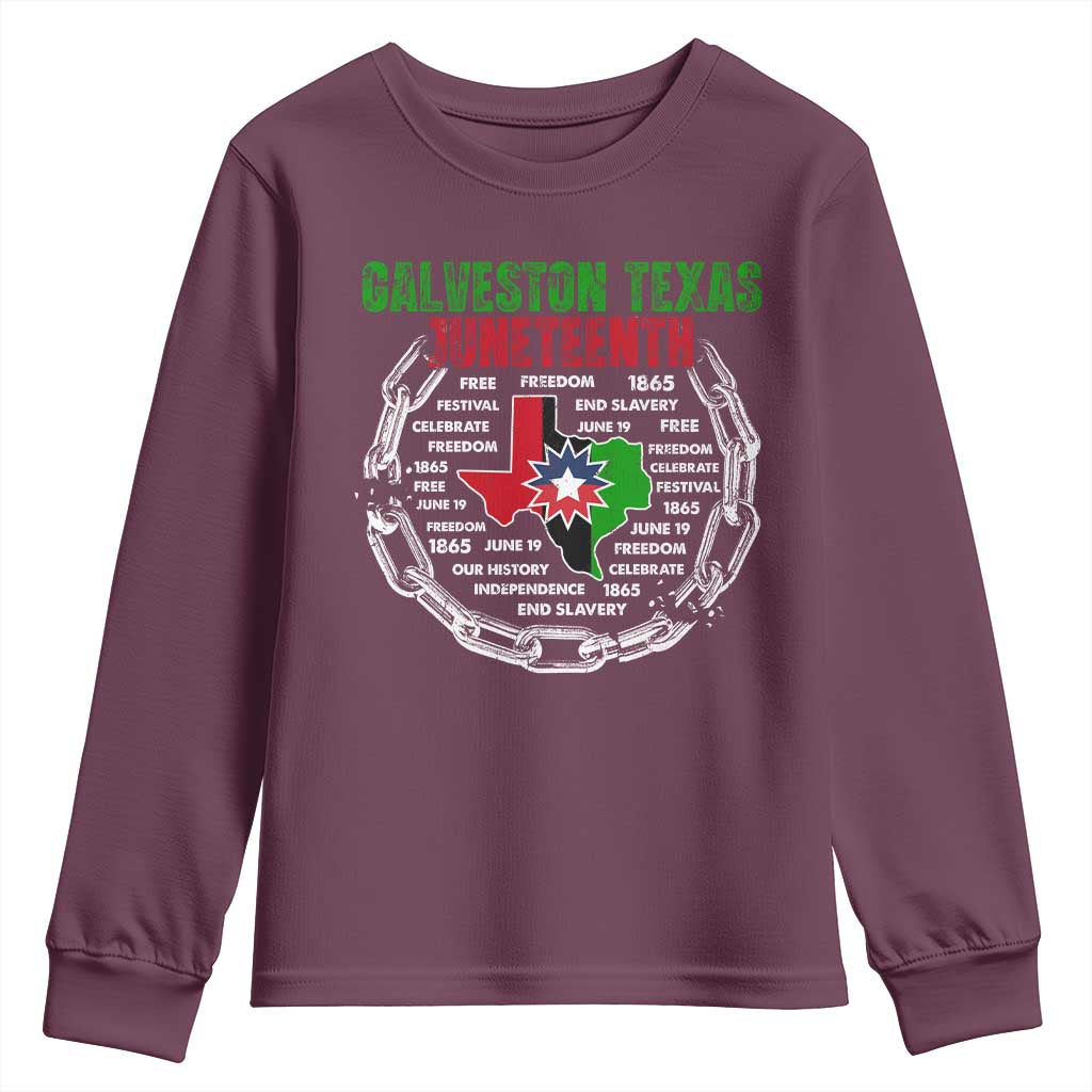 Juneteenth Galveston Texas Youth Sweatshirt Break The Chain Freedom Since 1865