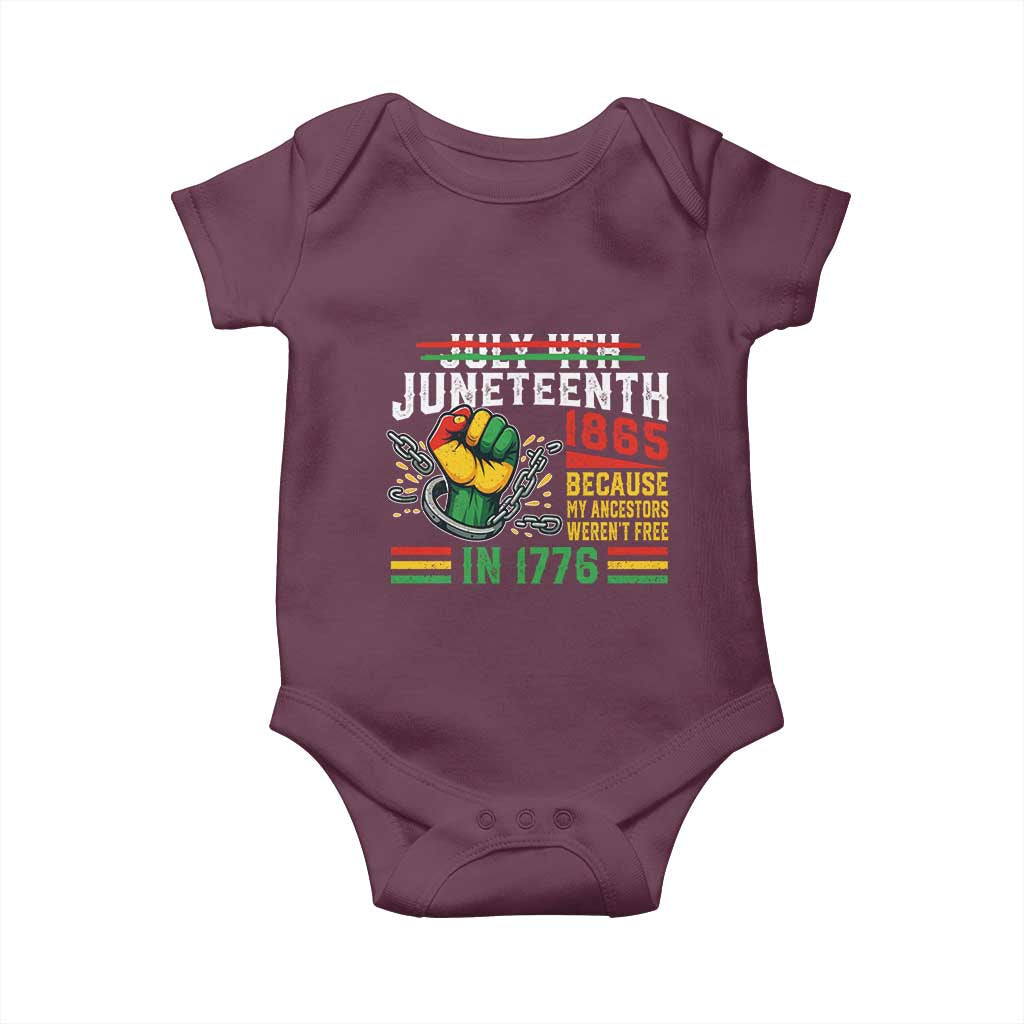 Juneteenth 1865 Because My Ancestors Weren't Free In 1776 Baby Onesie Break The Chains