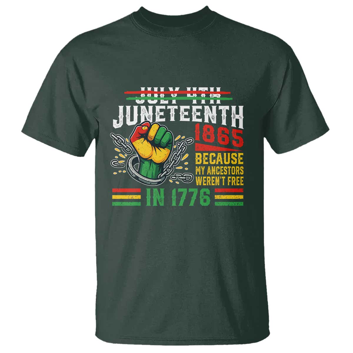 Juneteenth 1865 Because My Ancestors Weren't Free In 1776 T Shirt Break The Chains