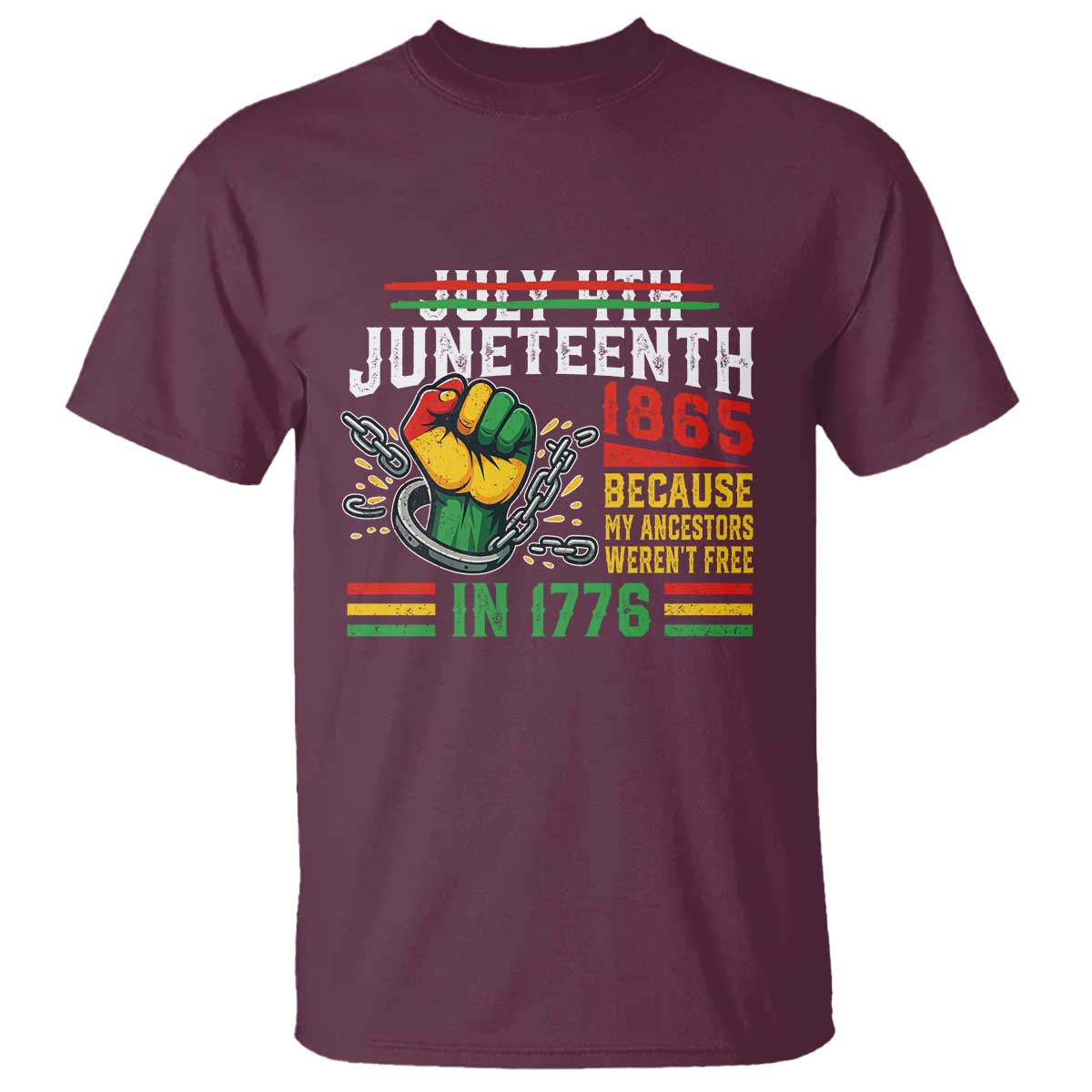 Juneteenth 1865 Because My Ancestors Weren't Free In 1776 T Shirt Break The Chains