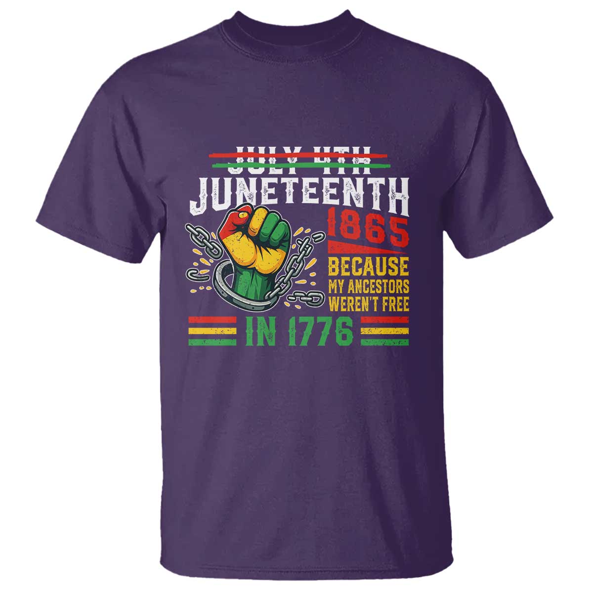 Juneteenth 1865 Because My Ancestors Weren't Free In 1776 T Shirt Break The Chains