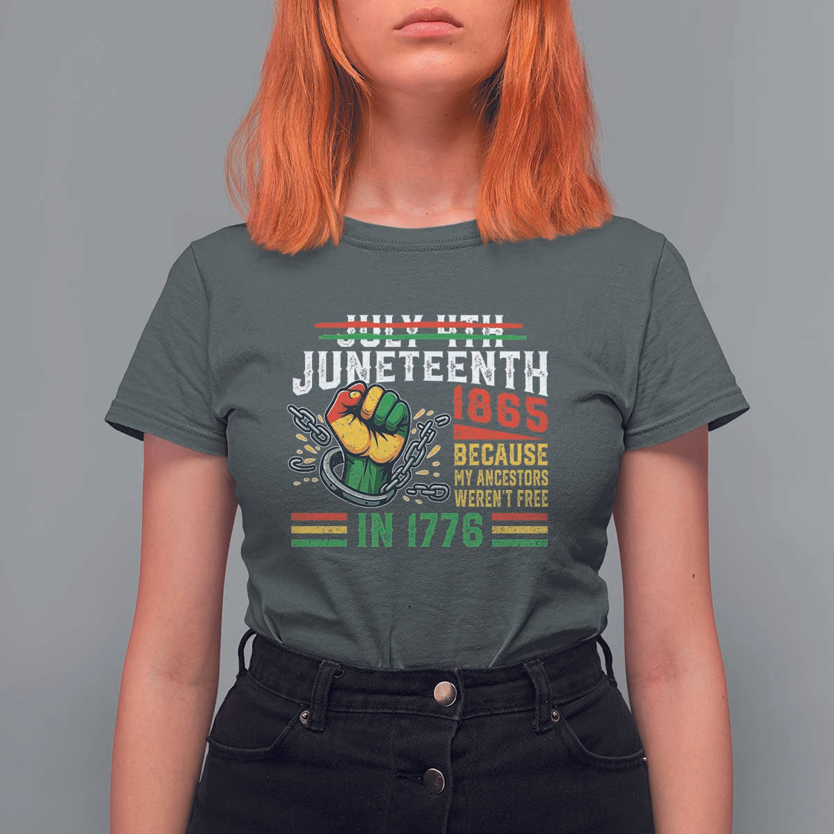Juneteenth 1865 Because My Ancestors Weren't Free In 1776 T Shirt For Women Break The Chains