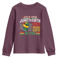 Juneteenth 1865 Because My Ancestors Weren't Free In 1776 Youth Sweatshirt Break The Chains