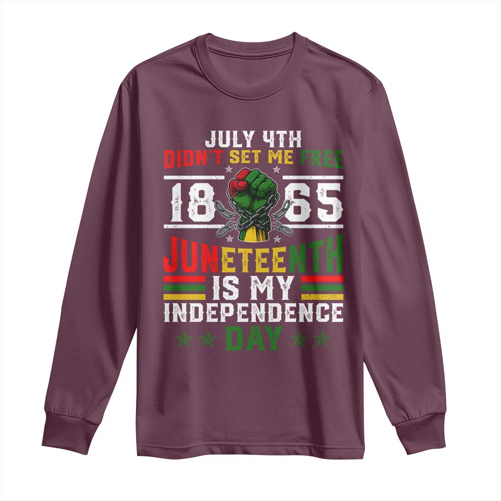 July 4th Didn't Set Me Free 1865 Juneteenth Is My Independence Day Long Sleeve Shirt