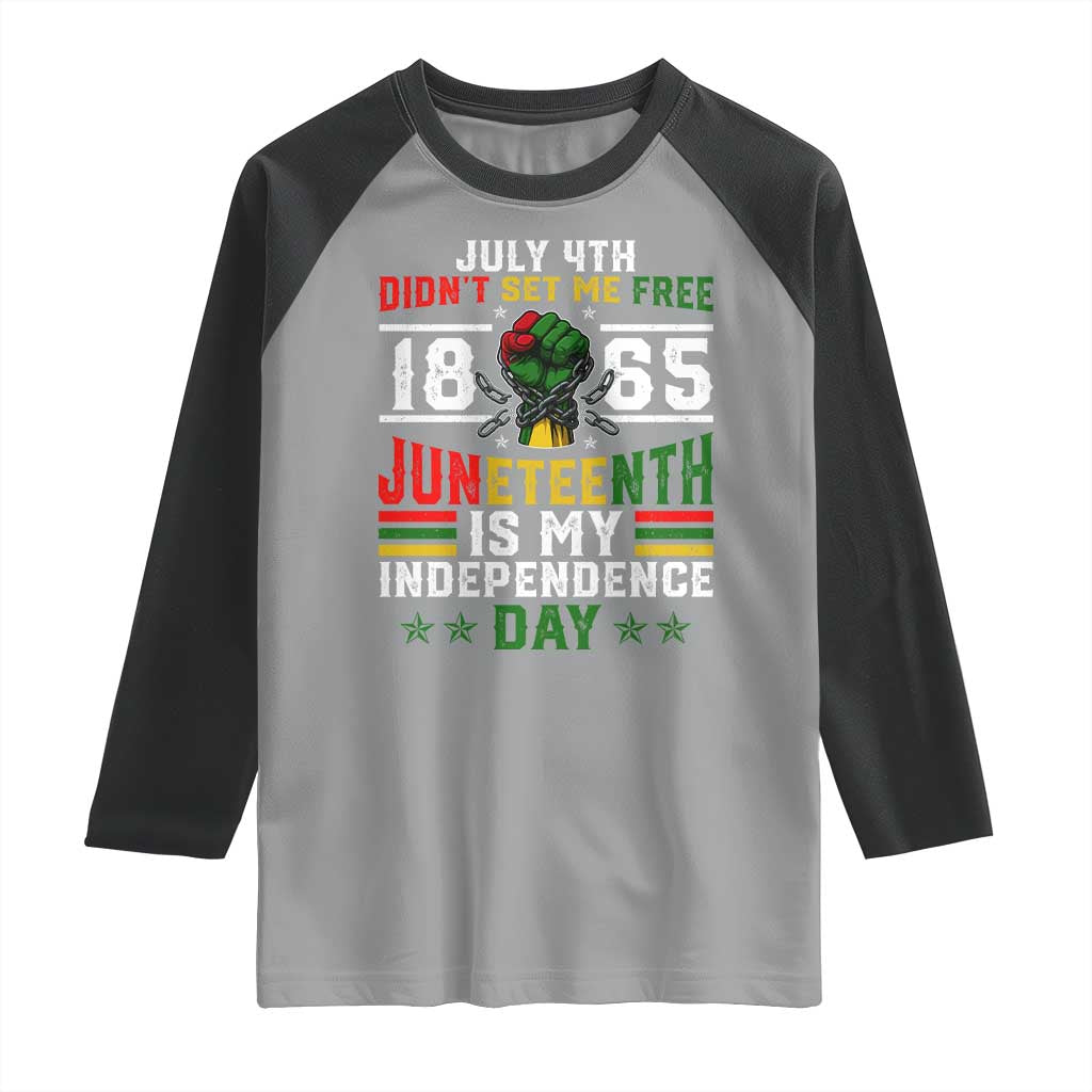 July 4th Didn't Set Me Free 1865 Juneteenth Is My Independence Day Raglan Shirt