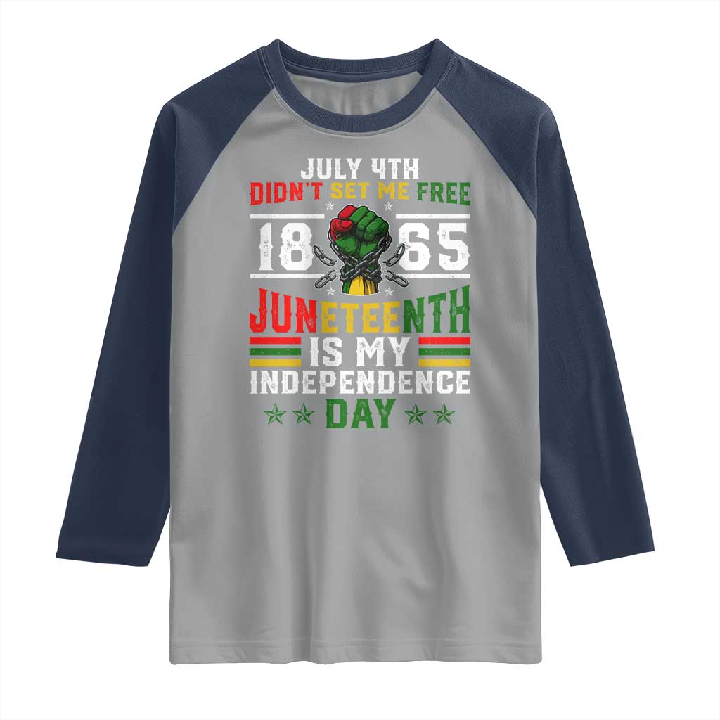 July 4th Didn't Set Me Free 1865 Juneteenth Is My Independence Day Raglan Shirt
