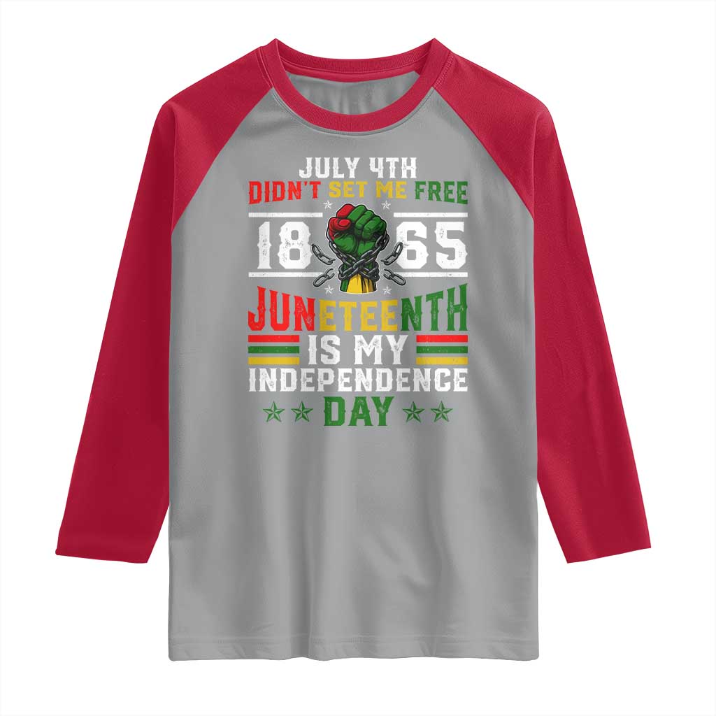 July 4th Didn't Set Me Free 1865 Juneteenth Is My Independence Day Raglan Shirt