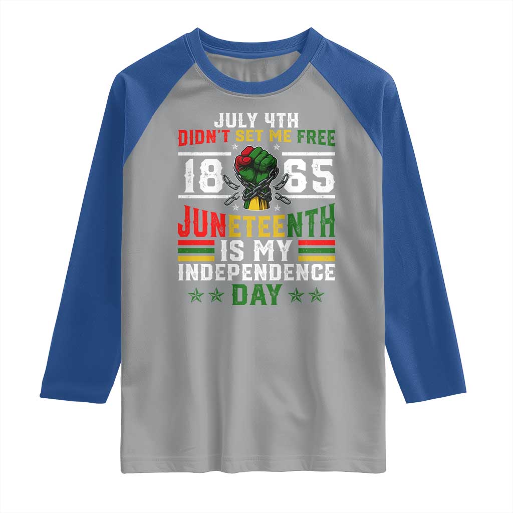 July 4th Didn't Set Me Free 1865 Juneteenth Is My Independence Day Raglan Shirt