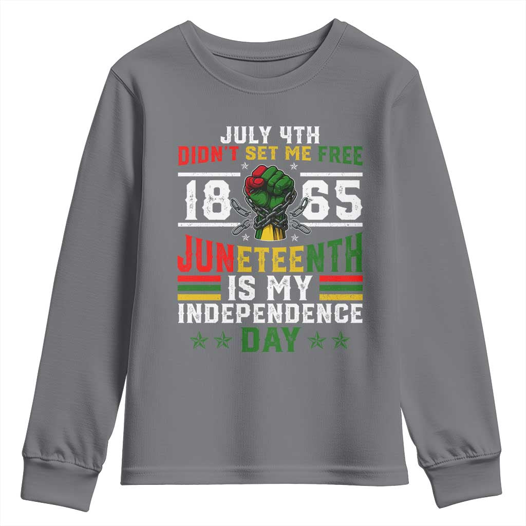 July 4th Didn't Set Me Free 1865 Juneteenth Is My Independence Day Youth Sweatshirt
