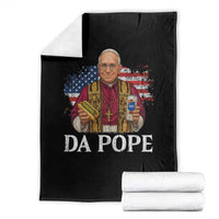 Funny Da Pope America Chicago Leo XIV Throw Blanket Hotdog And Beer - Wonder Print Shop