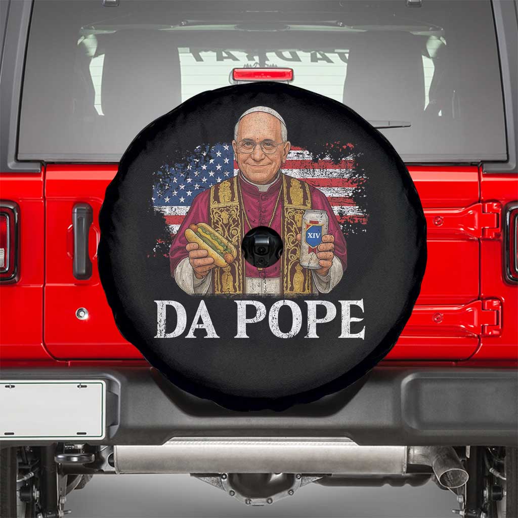 Funny Da Pope America Chicago Leo XIV Spare Tire Cover Hotdog And Beer