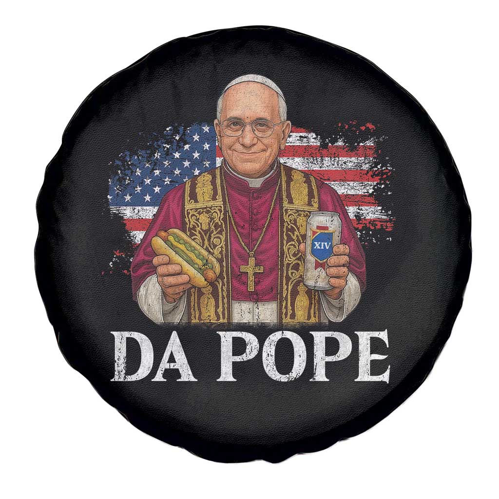 Funny Da Pope America Chicago Leo XIV Spare Tire Cover Hotdog And Beer
