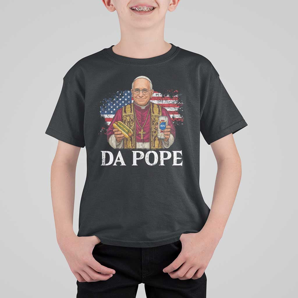 Funny Da Pope America Chicago Leo XIV T Shirt For Kid Hotdog And Beer