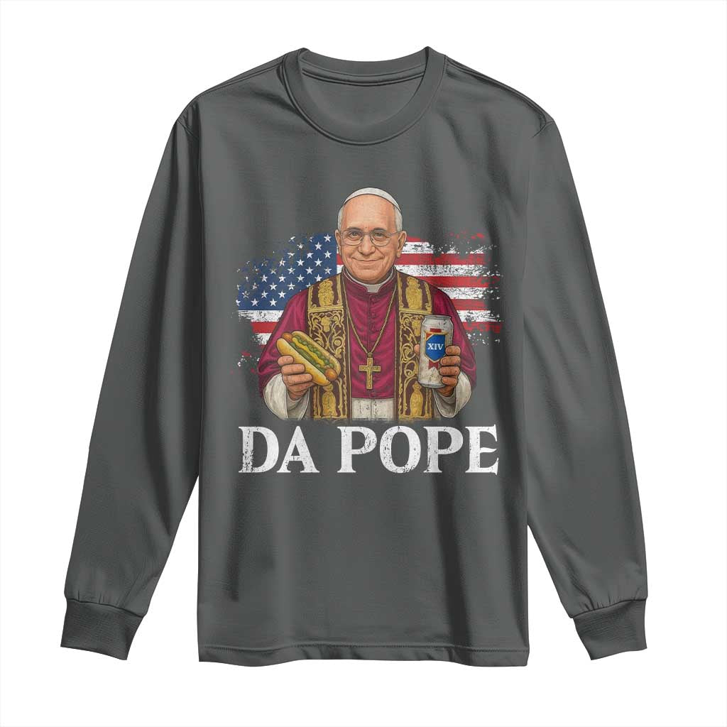 Funny Da Pope America Chicago Leo XIV Long Sleeve Shirt Hotdog And Beer