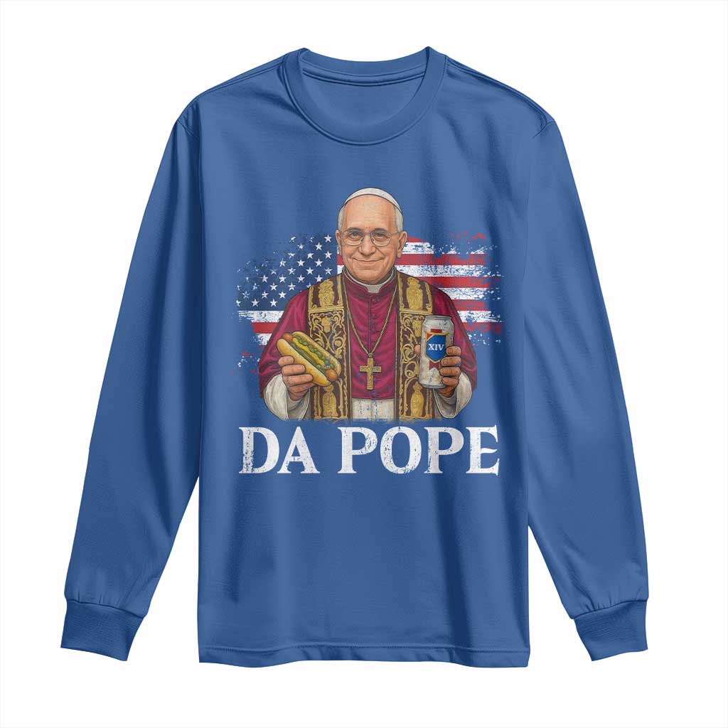 Funny Da Pope America Chicago Leo XIV Long Sleeve Shirt Hotdog And Beer