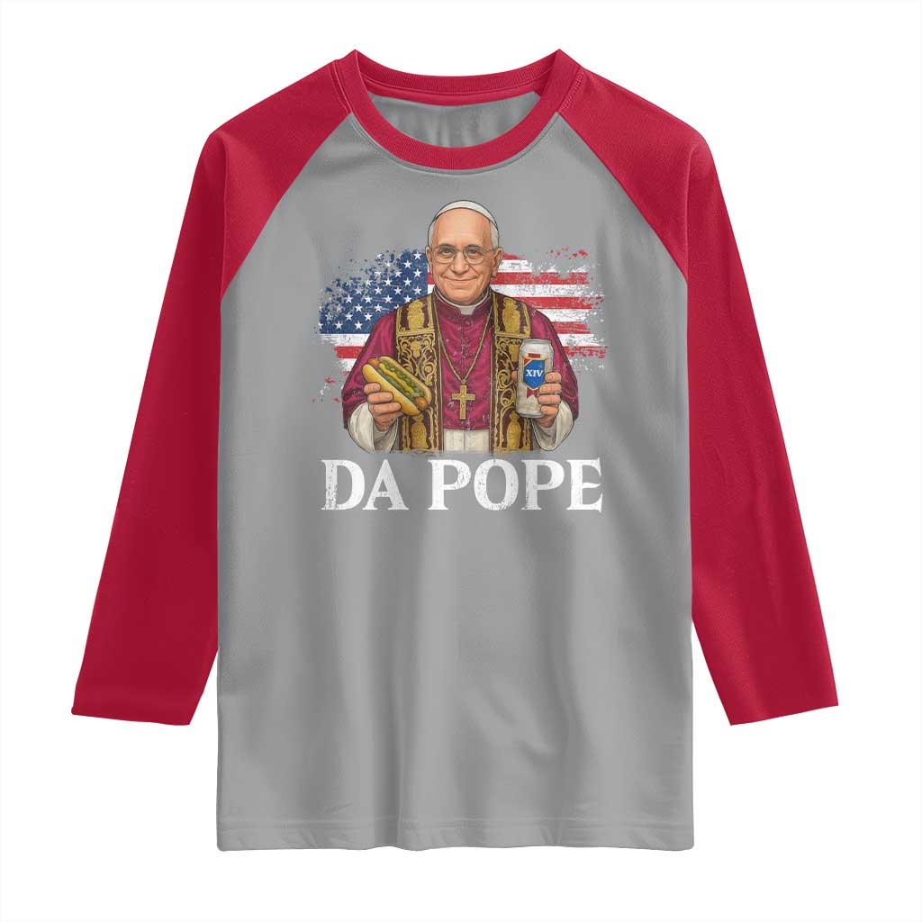 Funny Da Pope America Chicago Leo XIV Raglan Shirt Hotdog And Beer