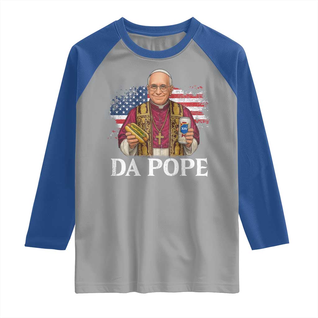 Funny Da Pope America Chicago Leo XIV Raglan Shirt Hotdog And Beer