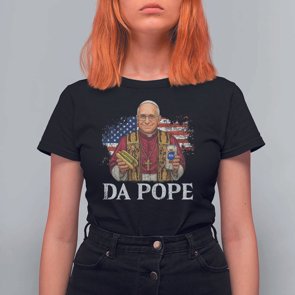 Funny Da Pope America Chicago Leo XIV T Shirt For Women Hotdog And Beer