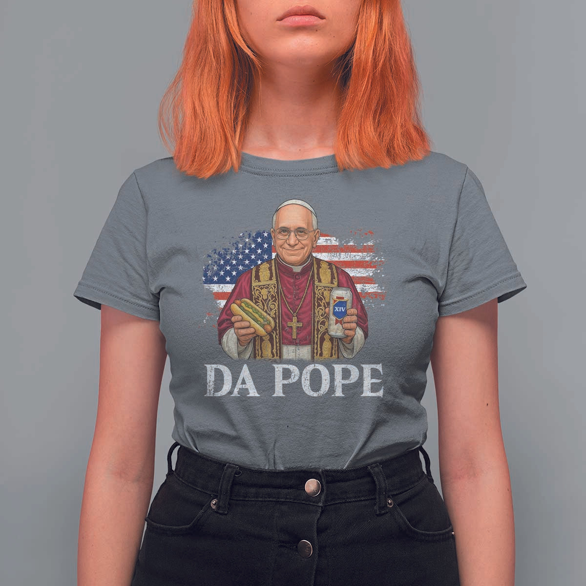 Funny Da Pope America Chicago Leo XIV T Shirt For Women Hotdog And Beer