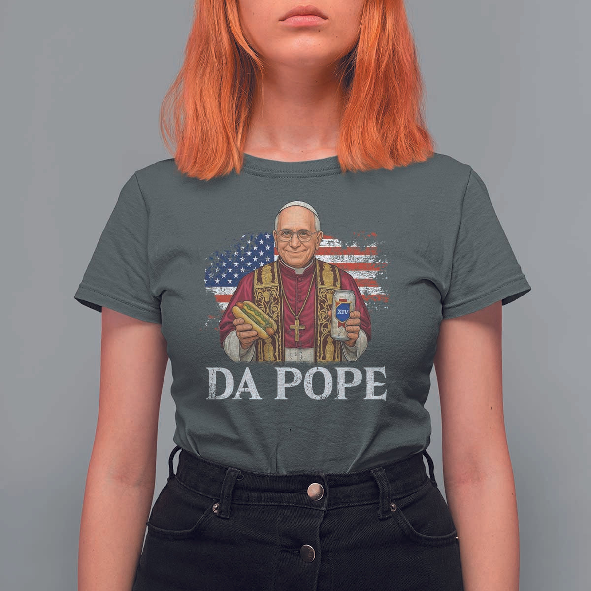 Funny Da Pope America Chicago Leo XIV T Shirt For Women Hotdog And Beer