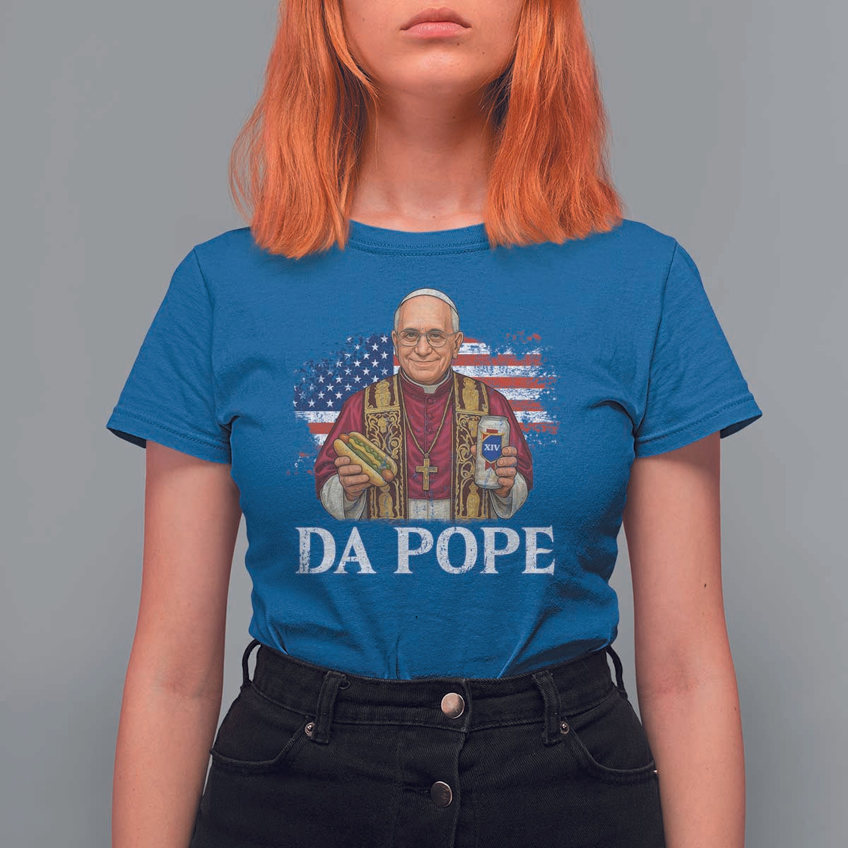 Funny Da Pope America Chicago Leo XIV T Shirt For Women Hotdog And Beer
