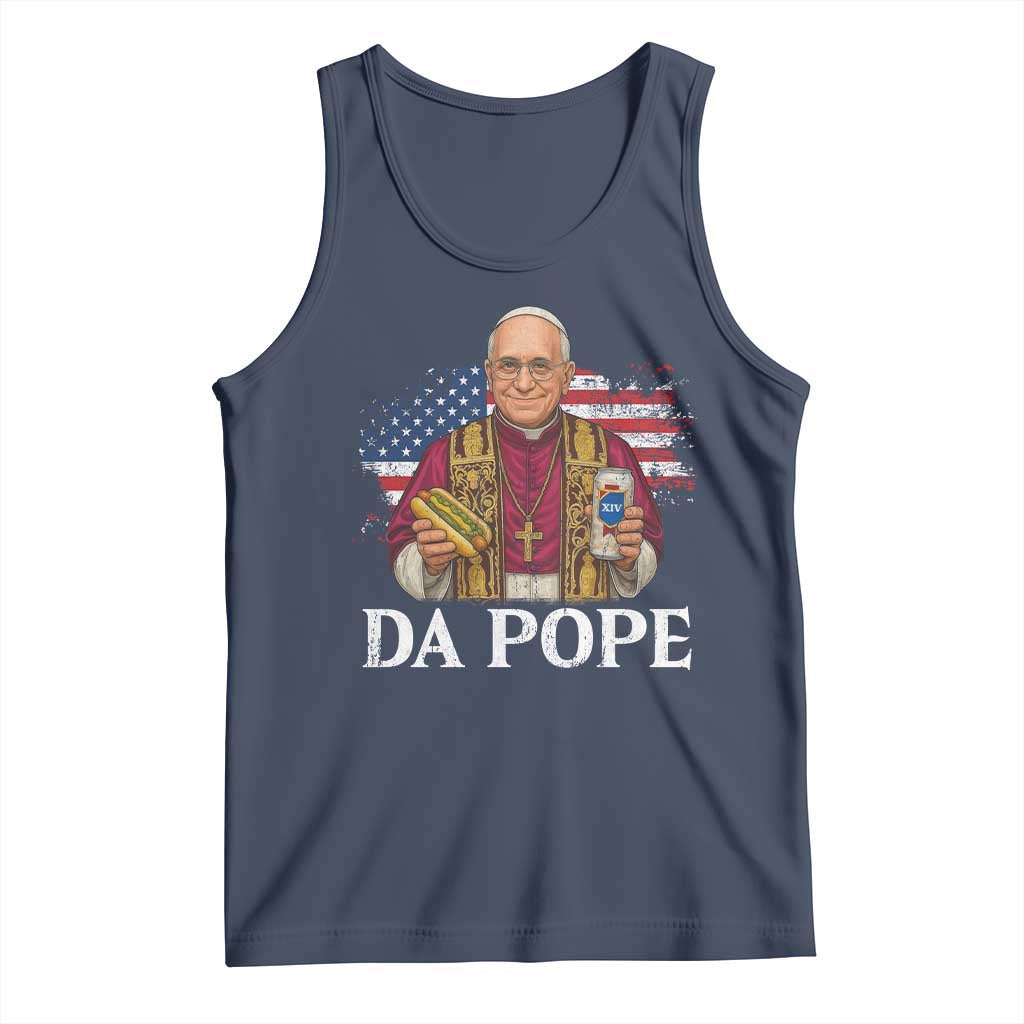 Funny Da Pope America Chicago Leo XIV Tank Top Hotdog And Beer