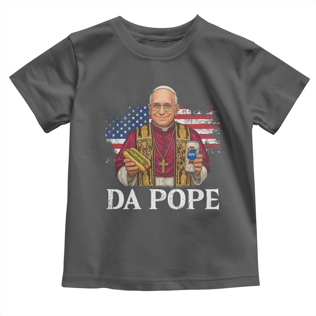 Funny Da Pope America Chicago Leo XIV Toddler T Shirt Hotdog And Beer