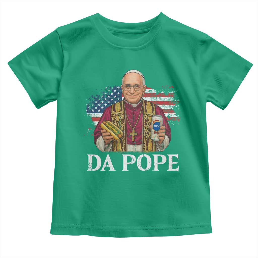 Funny Da Pope America Chicago Leo XIV Toddler T Shirt Hotdog And Beer