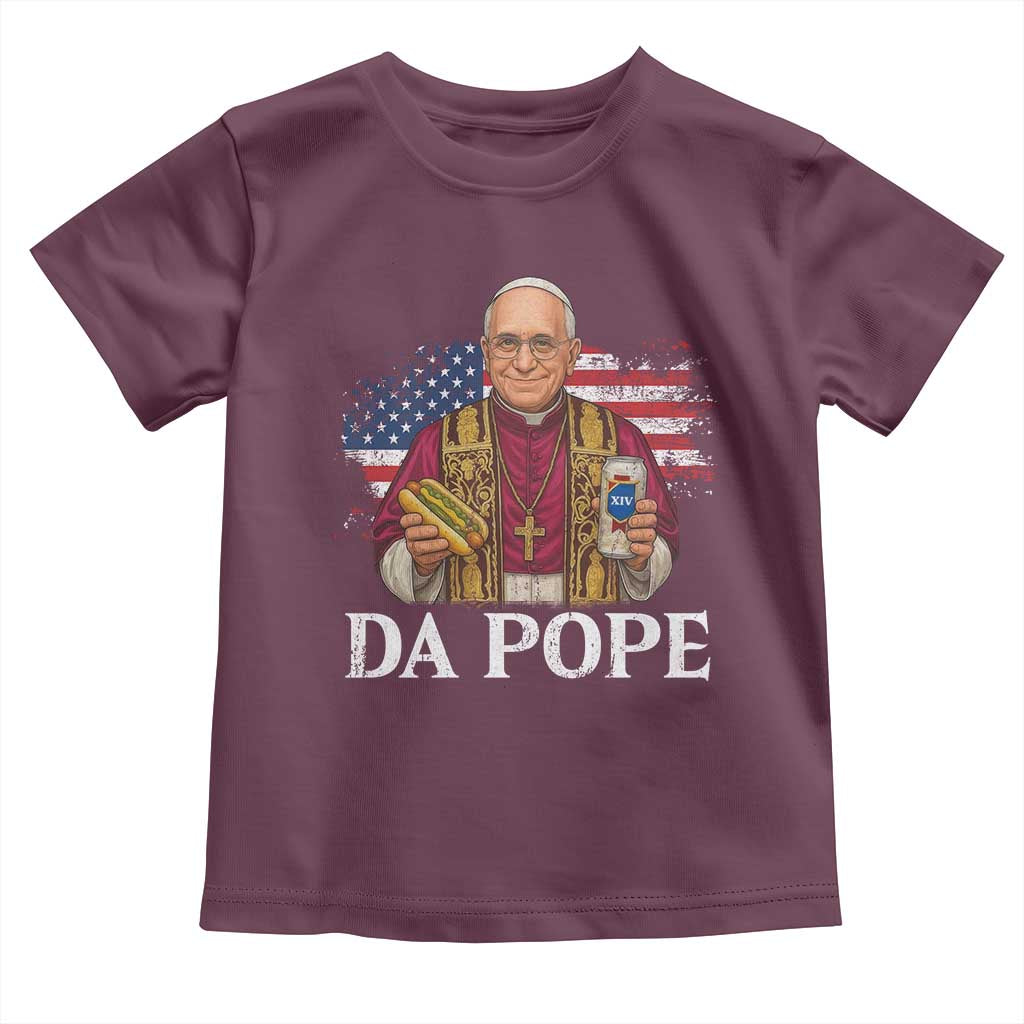 Funny Da Pope America Chicago Leo XIV Toddler T Shirt Hotdog And Beer