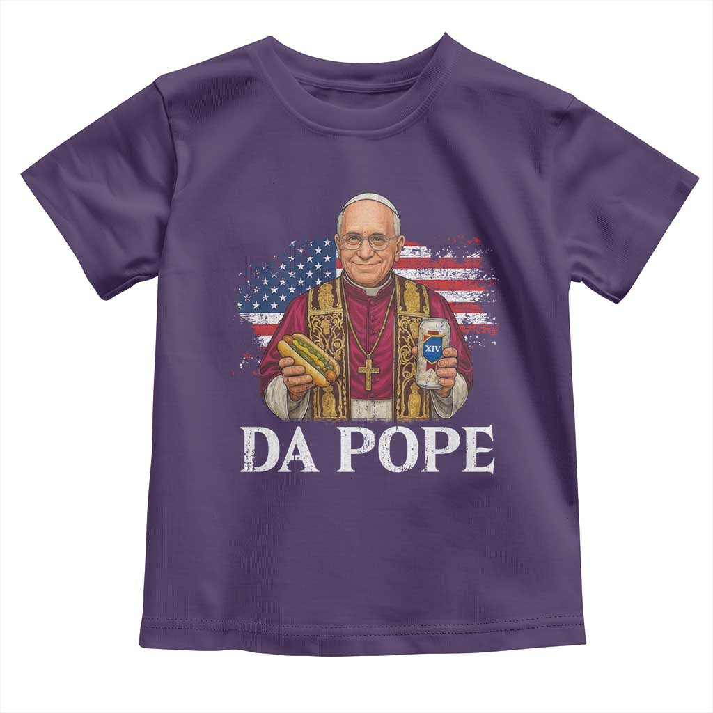 Funny Da Pope America Chicago Leo XIV Toddler T Shirt Hotdog And Beer