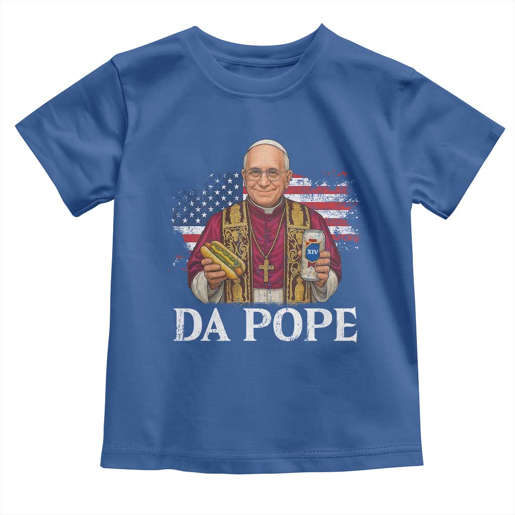 Funny Da Pope America Chicago Leo XIV Toddler T Shirt Hotdog And Beer