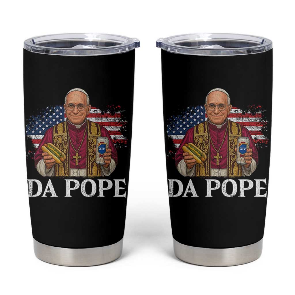 Funny Da Pope America Chicago Leo XIV Tumbler Cup Hotdog And Beer