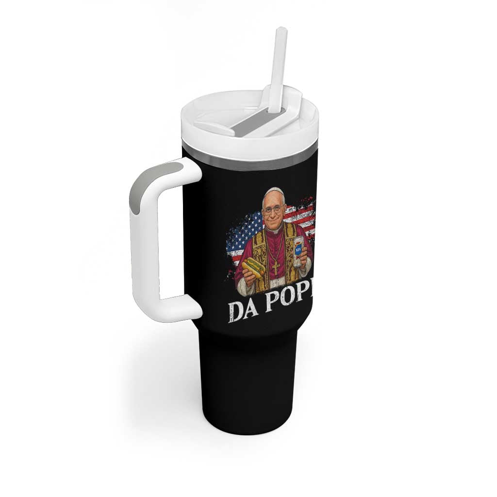 Funny Da Pope America Chicago Leo XIV Tumbler With Handle Hotdog And Beer