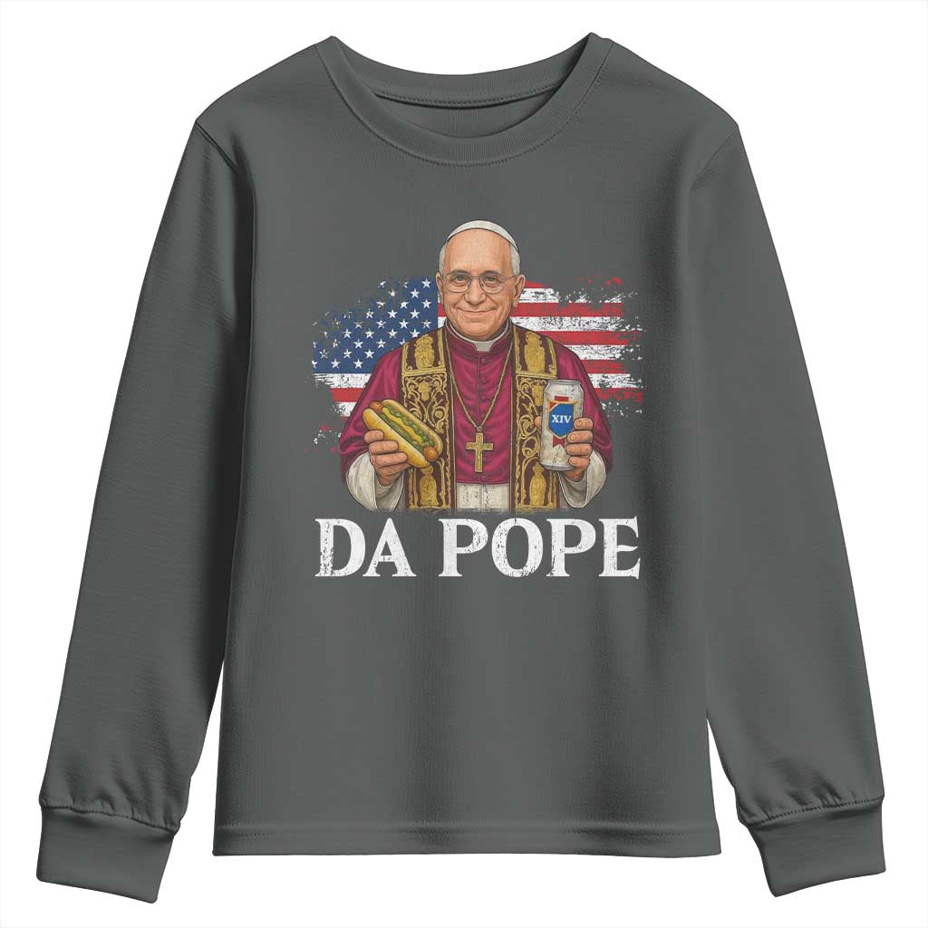 Funny Da Pope America Chicago Leo XIV Youth Sweatshirt Hotdog And Beer